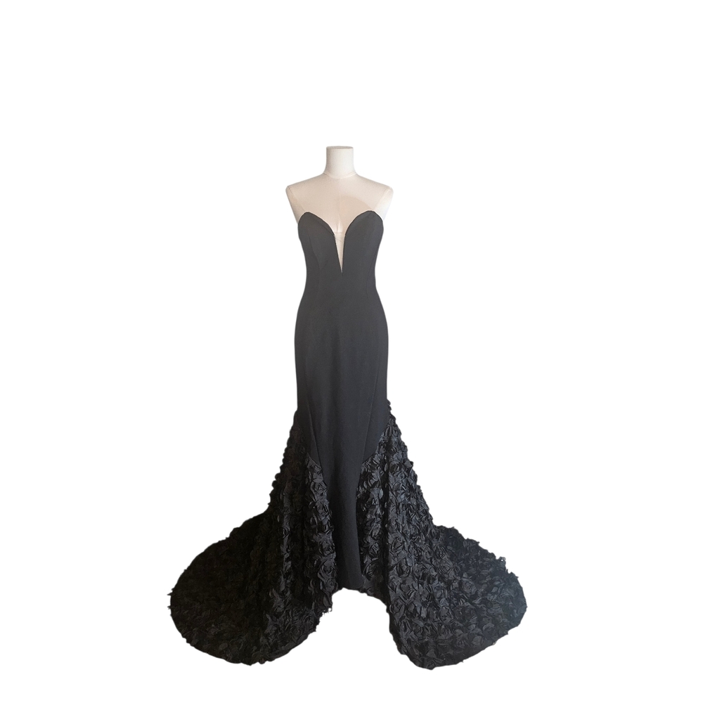 Mac Duggal Long Formal Dress 65219 Black Gown Mermaid Cut Size 8 - Picture 4 of 13